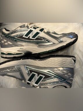 New Balance Silver and Green Performance Running Shoes
